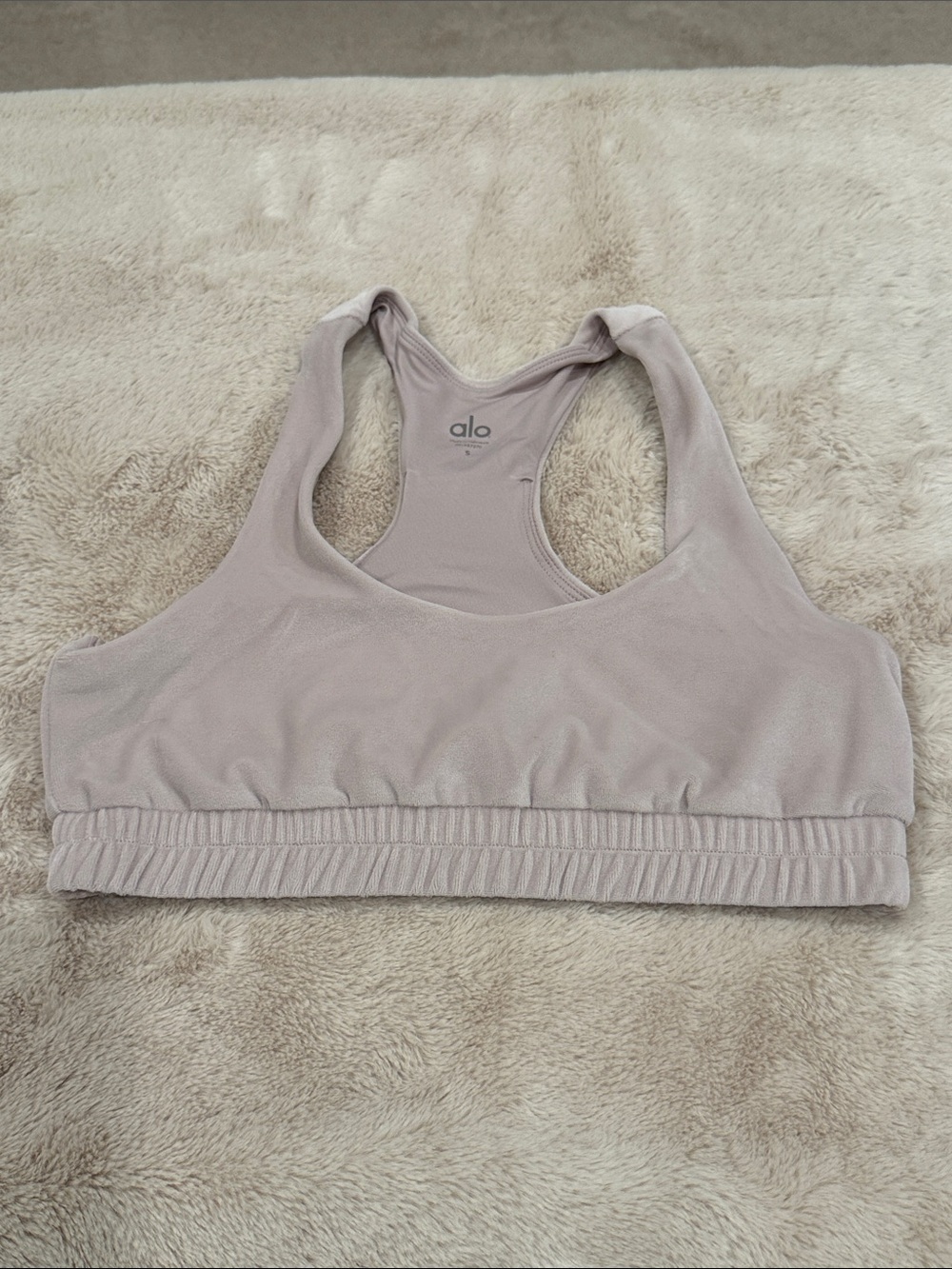 Alo Velour Glimmer Scoop Neck Bra